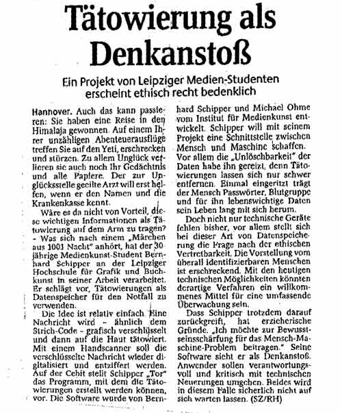 Sächsische Zeitung - Tätowierung als Denkanstoß